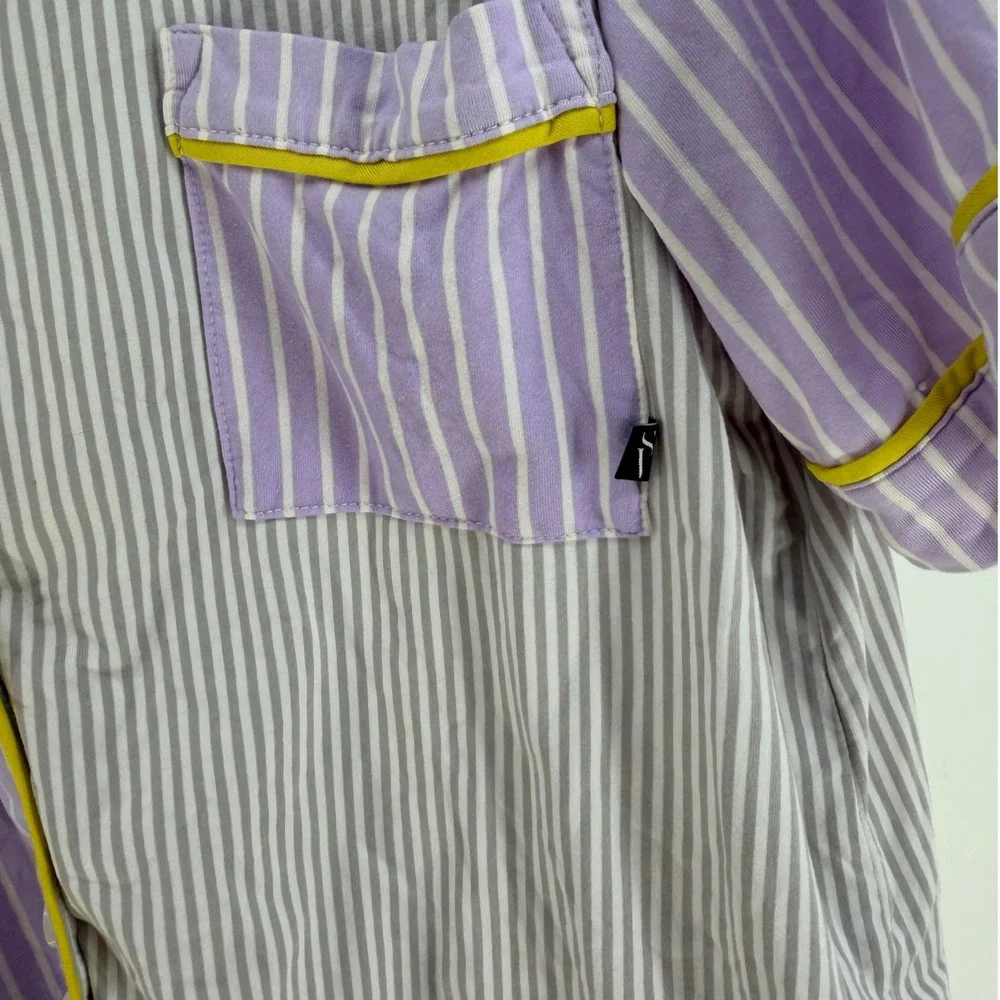 Simply Vera‎ Wang Pajama Set Women Large Purple Grey Striped Colorblock Lounge